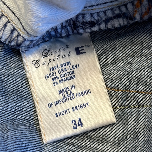 Levi’s Capital E • Distressed Cut-Off Short Skinny Slim Fit • Sz 34 Waist - Picture 6 of 12